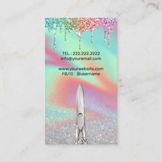 ホログラフィックユニコーングリッタードリップスヘアサロン 名刺 (裏面)