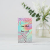 ホログラフィックユニコーングリッタードリップスヘアサロン 名刺 (スタンド正面)