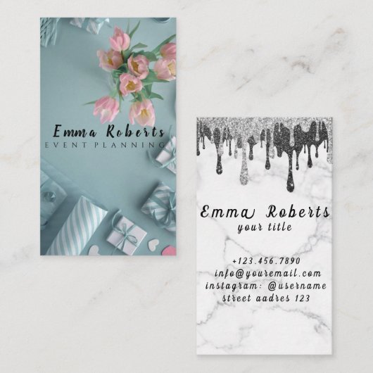 ホログラフィックユニコーングリッタードリップ美しいサロン 名刺 (正面/裏面)