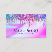 ホログラフィックユニコーングリッタードリップ美しいサロン 名刺 (正面)
