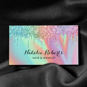 ホログラフィックユニコーングリッタードリップ美しいサロン 名刺