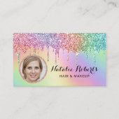 ホログラフィックユニコーングリッタードリップ美しい写真 名刺 (正面)