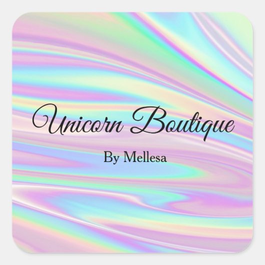 ホログラフィックユニコーンステッカー スクエアシール (正面)