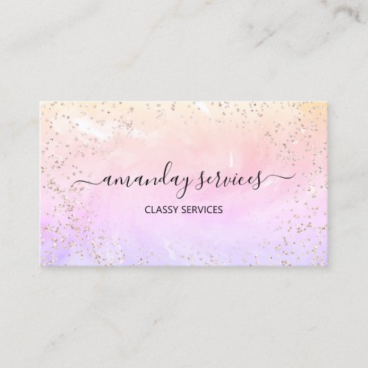 ホログラフィックユニコーンレインボー紙吹雪ブティックバス 名刺 (正面)