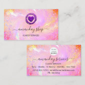 ホログラフィックユニコーンレインボーQRコードロゴハート 名刺 (正面/裏面)