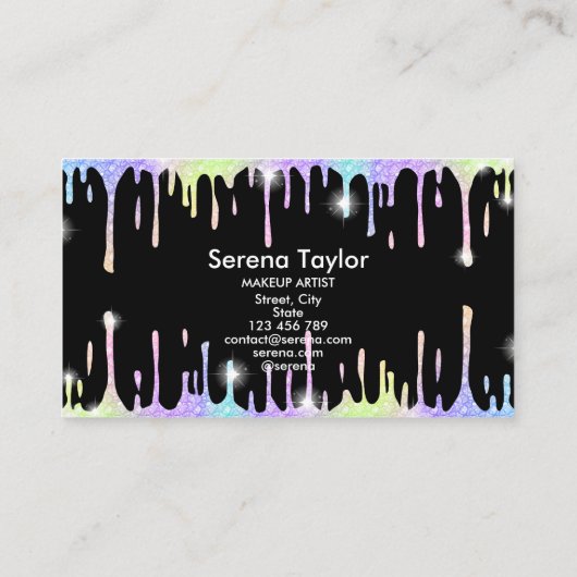 ホログラフィックユニコーン化粧まぶしグリッター乾燥 名刺 (裏面)