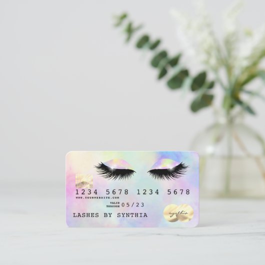 ホログラフィックユニコーン水の色まぶし目メイク 名刺 (スタンド正面)