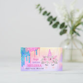 ホログラフィックユニコーン花グリッター名刺 名刺 (スタンド正面)