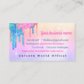 ホログラフィックユニコーン花グリッター名刺 名刺 (裏面)