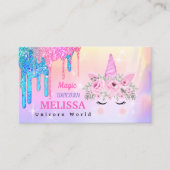 ホログラフィックユニコーン花グリッター名刺 名刺 (正面)
