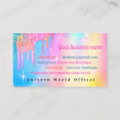 ホログラフィックユニコーン花グリッター 名刺 (裏面)