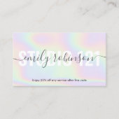 ホログラフィックユニコーン虹の文字のパンチサークル ロイヤリティカード (正面)