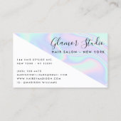 ホログラフィックユニコーン虹の髪のサロンカラーブロック 名刺 (裏面)