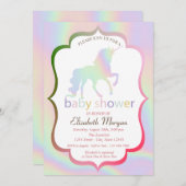 ホログラフィックユニコーン赤ちゃんシャワー招待状 招待状 (正面/裏面)