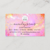 ホログラフィックユニコーンQRコードロゴピンクショップ 名刺 (裏面)