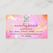 ホログラフィックユニコーンQRロゴホームメイドクリーニング 名刺 (裏面)