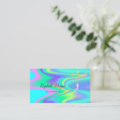 ホログラフィックヨガインストラクター、ツリーウィメンシルエット 名刺 (スタンド正面)