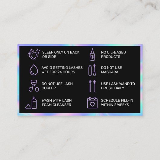ホログラフィックラッシュアフターケアカード 名刺 (裏面)