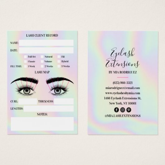 ホログラフィックラッシュクライアントのまつ毛の拡張子を記録 (正面&裏面)