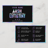 ホログラフィックラッシュリフト及びティントアフターケアカード 名刺 (正面/裏面)