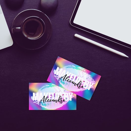 ホログラフィックリップグリッターメイクアップアーティスト美しい 名刺