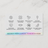 ホログラフィックリップフィラーボトックスアフターケア指示 名刺 (裏面)