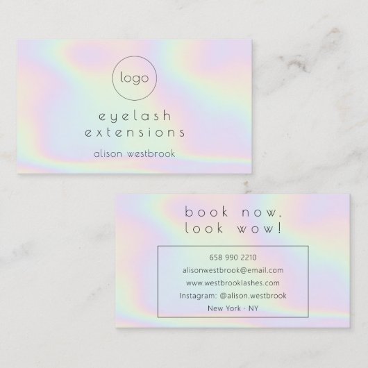 ホログラフィックレインボーアイドラッシュカスタムエクステンションのロゴ 名刺 (正面/裏面)