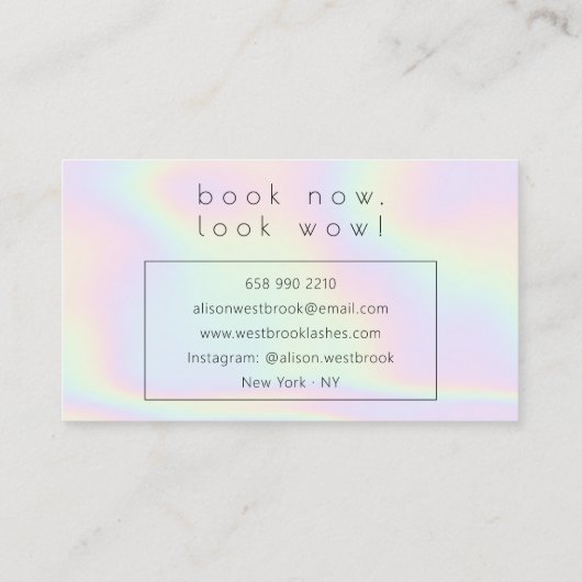 ホログラフィックレインボーアイドラッシュカスタムエクステンションのロゴ 名刺 (裏面)