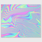 ホログラフィックレインボーカラフルユニコーンパステル ラッピングペーパー (フラット)