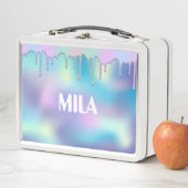 ホログラフィックレインボーカラー、かわいいメタルランチボックス メタルランチボックス (インサイチュ)