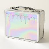 ホログラフィックレインボーカラー、かわいい メタルランチボックス (裏面)