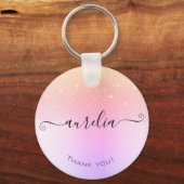 ホログラフィックレインボーグラデーションラックスグリッター雨モダン キーホルダー (正面)