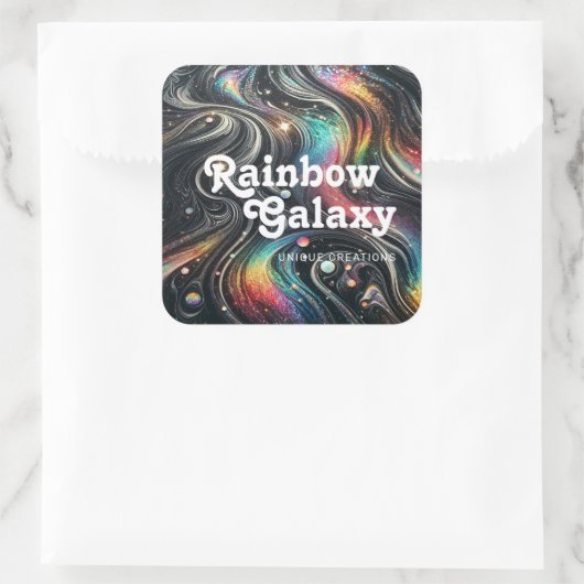 ホログラフィックレインボーグリッター70s銀河クリエイティブ スクエアシール (バッグ)