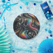 ホログラフィックレインボーグリッター70s銀河クリエイティブ ペーパープレート (パーティー)