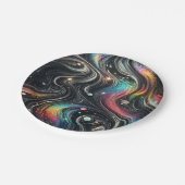 ホログラフィックレインボーグリッター70s銀河クリエイティブ ペーパープレート (アングル)