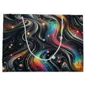 ホログラフィックレインボーグリッター70s銀河クリエイティブ ラージペーパーバッグ (裏面)