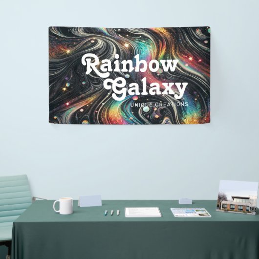 ホログラフィックレインボーグリッター70s銀河クリエイティブ 横断幕 (トレードショー)