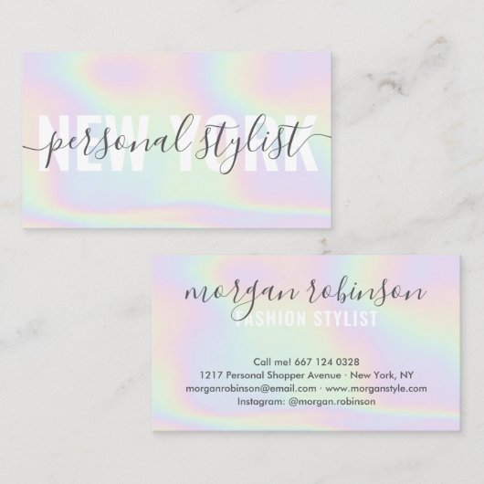 ホログラフィックレインボースクリプトシグネチャーステガーリーィリスト 名刺 (正面/裏面)