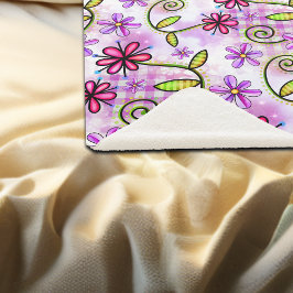 ホログラフィックレインボーフローラコラージュ シェルパブランケット