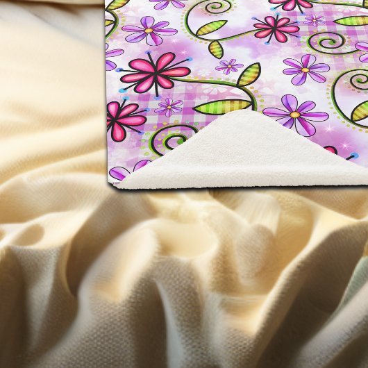 ホログラフィックレインボーフローラコラージュ シェルパブランケット