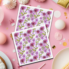 ホログラフィックレインボーフローラコラージュ スタンダードカクテルナプキン