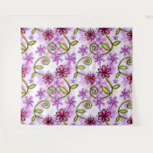 ホログラフィックレインボーフローラコラージュ タペストリー (正面(横))