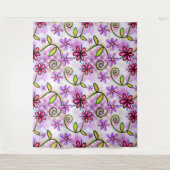 ホログラフィックレインボーフローラコラージュ タペストリー (正面)