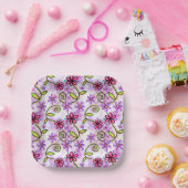 ホログラフィックレインボーフローラコラージュ ペーパープレート (パーティー)