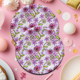 ホログラフィックレインボーフローラコラージュ ペーパープレート