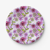 ホログラフィックレインボーフローラコラージュ ペーパープレート (正面)