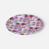 ホログラフィックレインボーフローラコラージュ ペーパープレート (アングル)