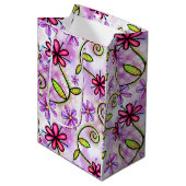 ホログラフィックレインボーフローラコラージュ ミディアムペーパーバッグ (正面アングル)