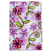 ホログラフィックレインボーフローラコラージュ ミディアムペーパーバッグ (正面)