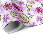 ホログラフィックレインボーフローラコラージュ ラッピングペーパー (ロールコーナー)